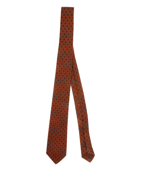  Petronius Geometric-pattern Wool Tie - Brown 