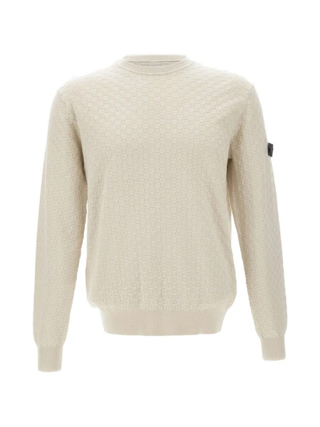  Peuterey Checked-weave Logo-patch Sweater - Neutrals 