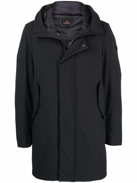  Peuterey Logo Patch Hooded Coat - Black 