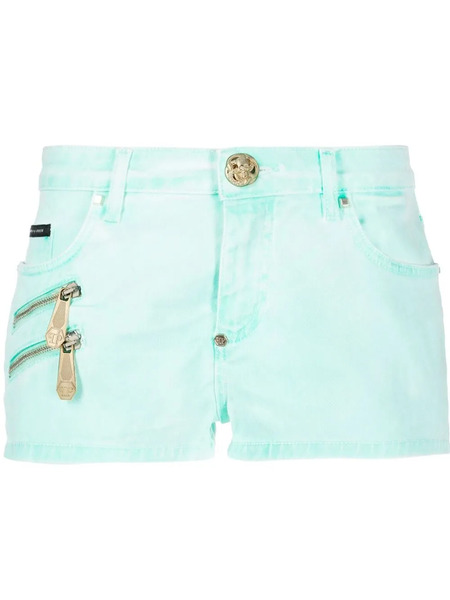  Philipp Plein Biker-style Denim Shorts - Green 