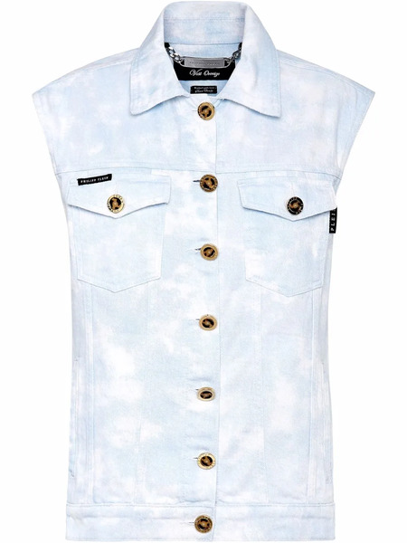  Philipp Plein Bleach-effect Denim Vest - Blue 