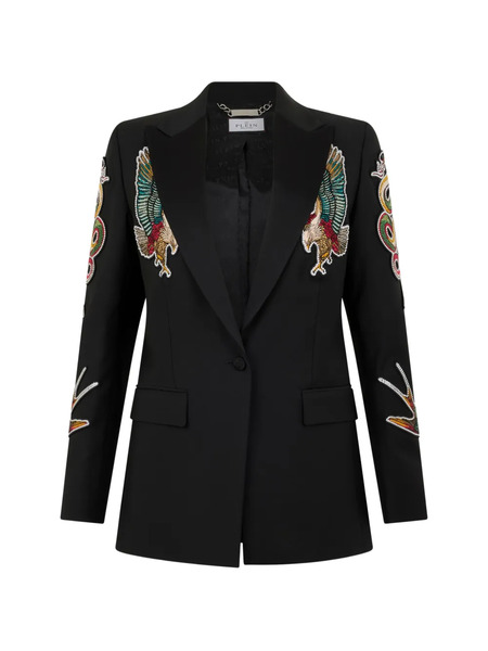  Philipp Plein Buttoned Embroidered Blazer - Black 