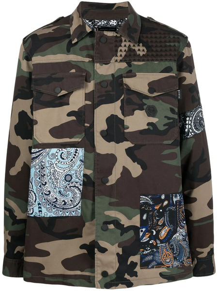  Philipp Plein Camouflage-print Paisley-patch Jacket - Green 
