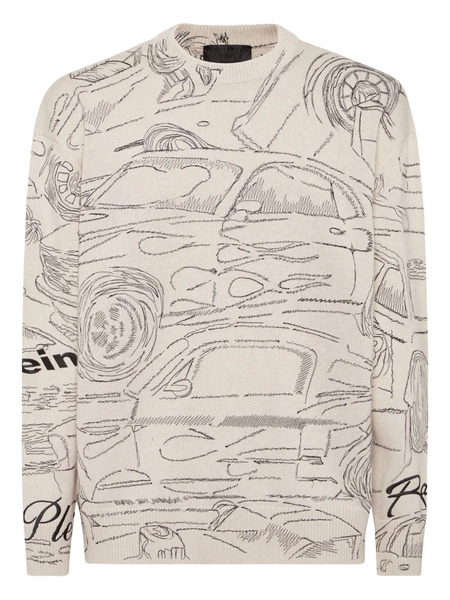  Philipp Plein Cars Racing Jumper - White 