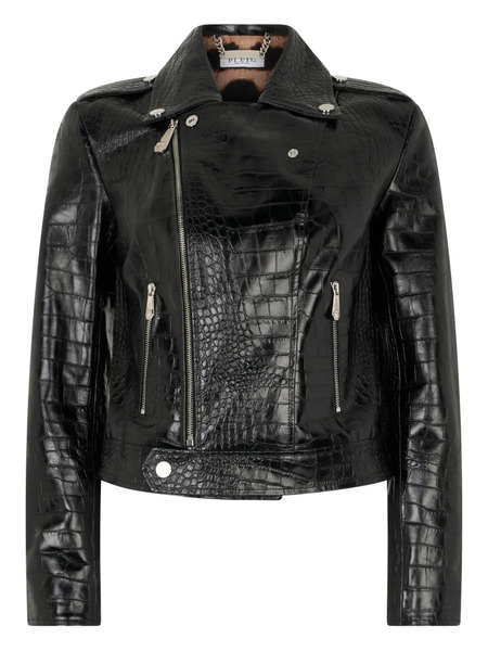  Philipp Plein Croc-print Zip-up Jacket - Black 