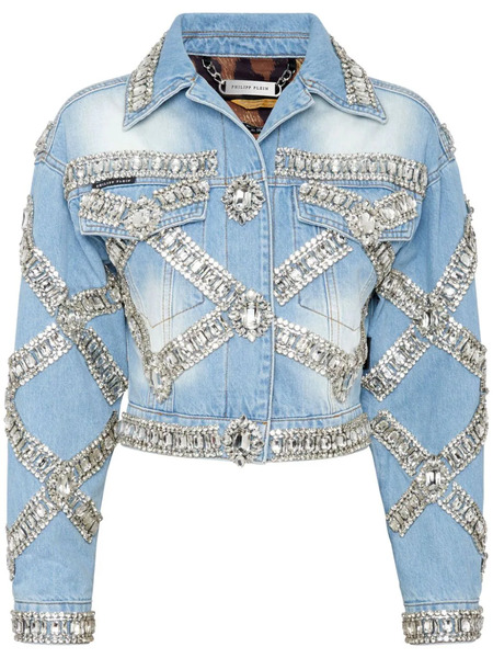  Philipp Plein Cropped Brooch Jacket - Blue 