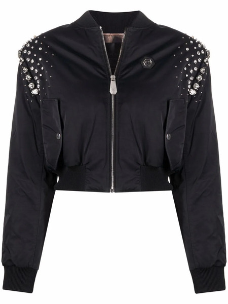  Philipp Plein Crystal-embellished Bomber Jacket - Black 