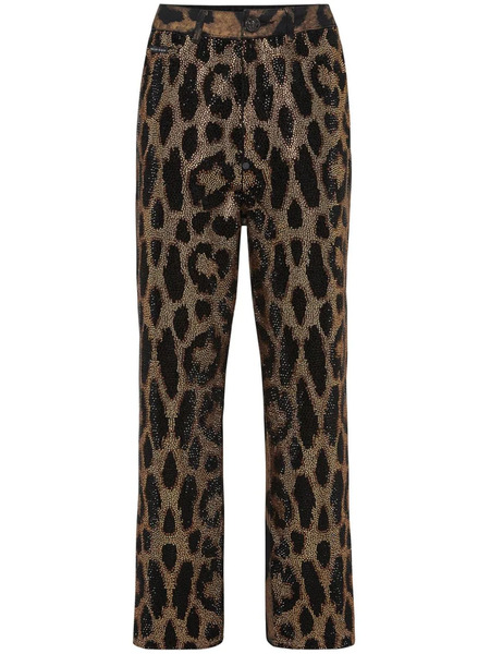 Philipp Plein Crystal-embellished Leopard Jeans - Brown 