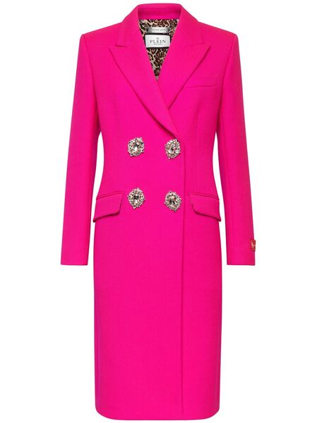  Philipp Plein Crystal-embellished Wool Coat - Pink 