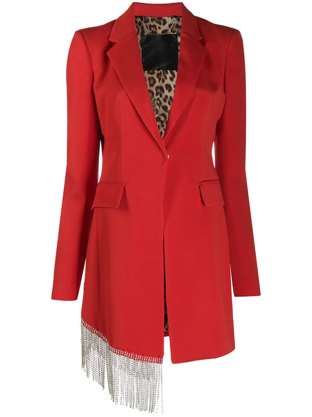  Philipp Plein Crystal Fringe Blazer - Red 