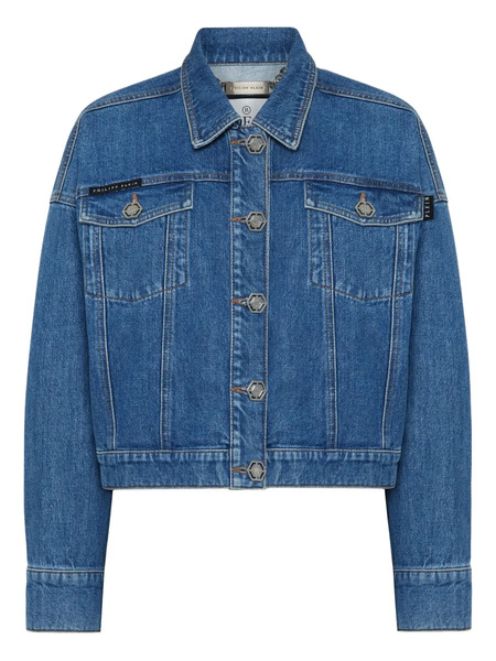  Philipp Plein Crystal Fringes Denim Jacket - Blue 