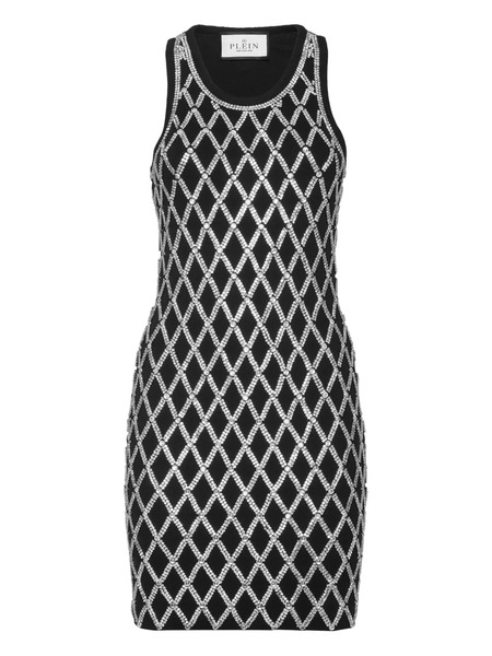  Philipp Plein Crystal Net Mini Dress - Black 