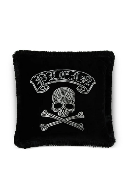  Philipp Plein Crystal-skull Fringed Cushion - Black 