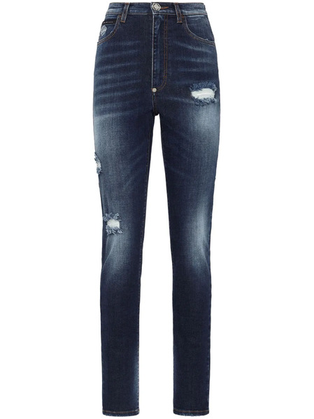  Philipp Plein Distressed-effect Skinny Jeans - Blue 