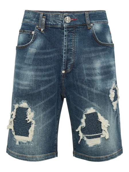  Philipp Plein Distressed Shorts - Blue 