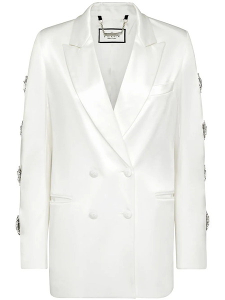  Philipp Plein Double-breasted Cut-out Blazer - White 