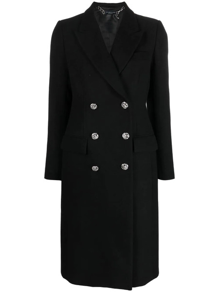 Philipp Plein Double-breasted Mid-length Coat - Black 