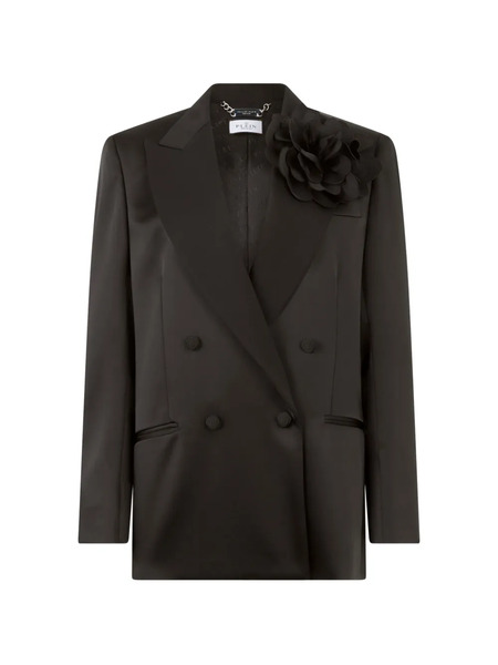  Philipp Plein Double-breasted Satin Blazer - Black 