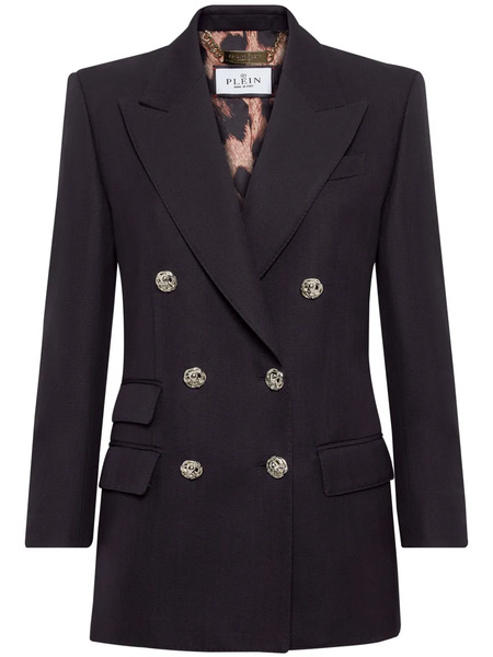  Philipp Plein Double-breasted Wool Blazer - Blue 