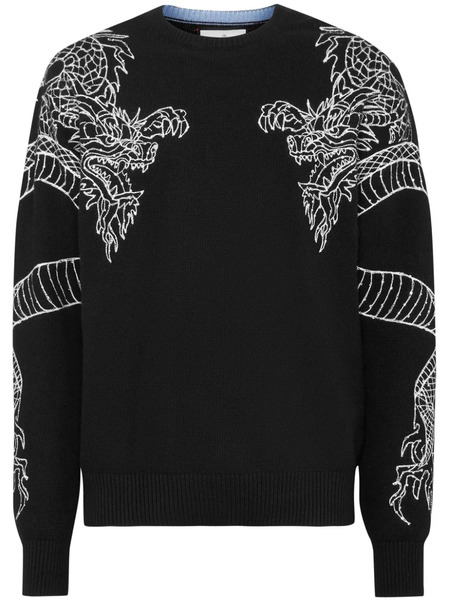  Philipp Plein Dragon-embroidered Jumper - Black 