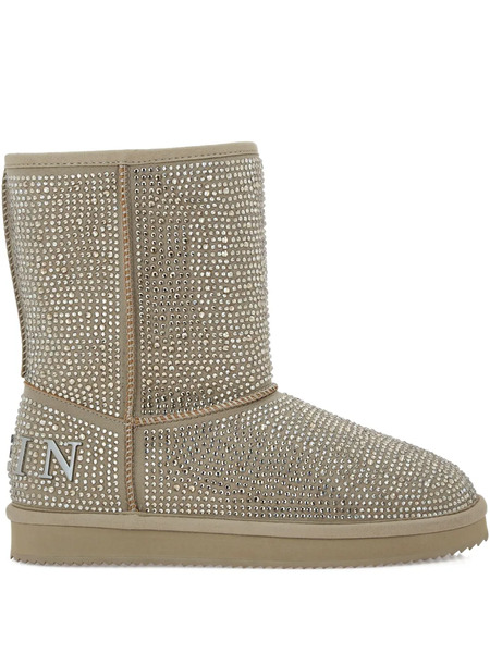  Philipp Plein Embellished Logo Boots - Neutrals 
