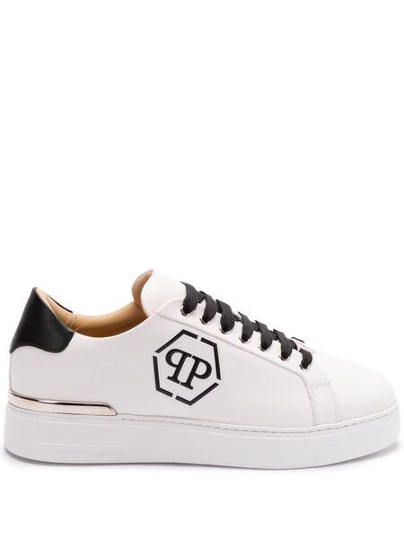  Philipp Plein Embossed Leather Trainers - White 