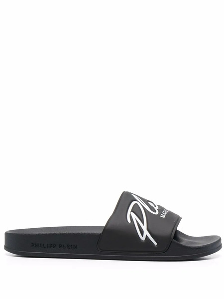  Philipp Plein Embossed Logo Slides - Black 