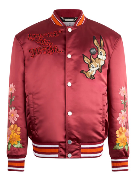  Philipp Plein Embroidery Bomber Jacket - Red 