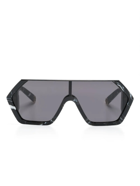  Philipp Plein Eyewear Marbled-pattern Oversize-frame Sunglasses - Black 