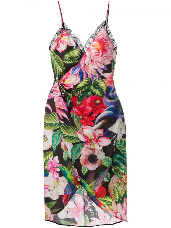  Philipp Plein Floral-print Wrap Dress - Black 