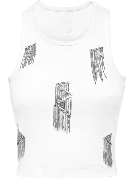  Philipp Plein Fringed Tank Top - White 