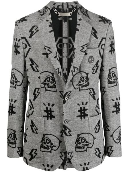  Philipp Plein Graphic-print Blazer - Grey 