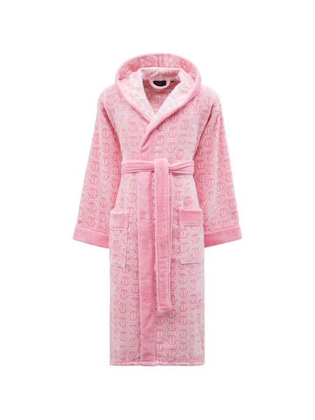  Philipp Plein Hooded Patterned Bath Robe - Pink 