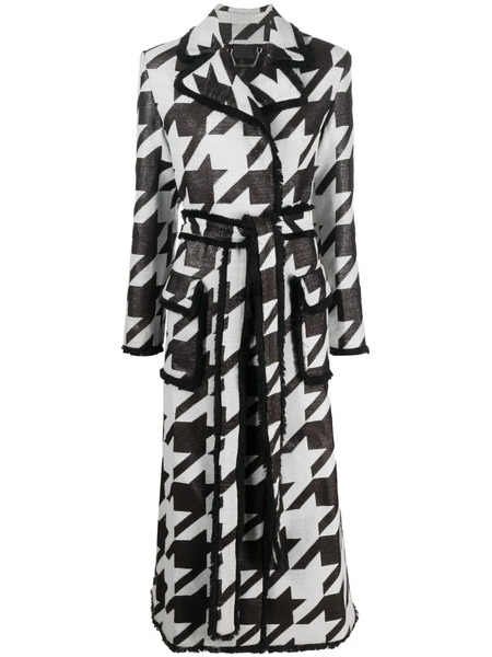  Philipp Plein Houndstooth-print Belted Coat - Neutrals 