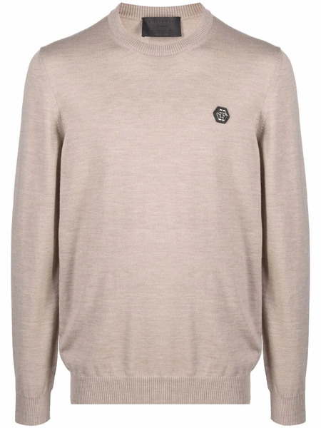  Philipp Plein Istitutional Merino Knit Jumper - Neutrals 