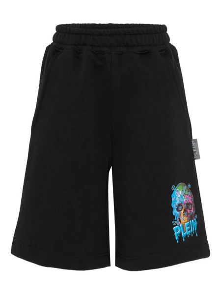  Philipp Plein Junior Drawstring Graphic Shorts - Black 