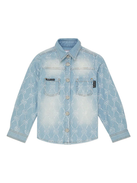  Philipp Plein Junior Monogram Denim Jacket - Blue 