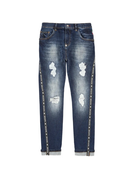  Philipp Plein Junior Skull Distressed Jeans - Blue 