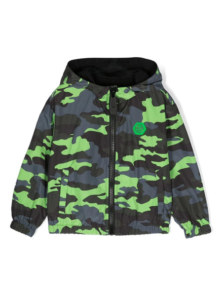  Philipp Plein Junior Skull-print Long-sleeved Jacket - Green 