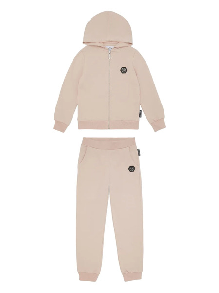  Philipp Plein Junior Strass Gothic Plein Jogging Tracksuit Set - Pink 