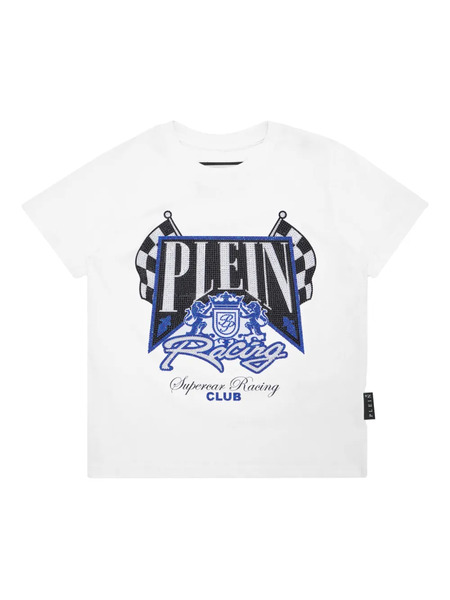  Philipp Plein Junior Strass Racing Club T-shirt - White 