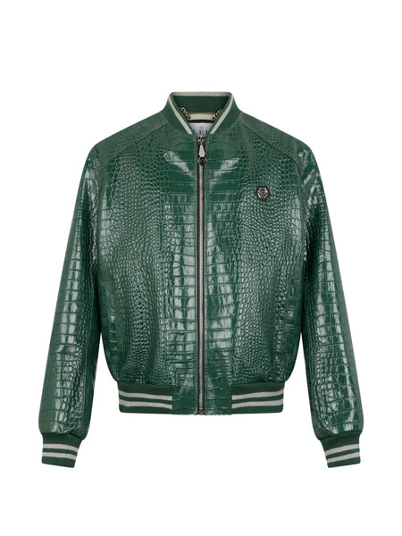  Philipp Plein Leather Bomber Jacket - Green 