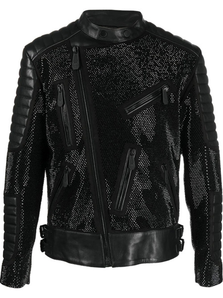  Philipp Plein Leather Disco Biker Jacket - Black 