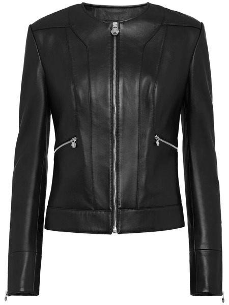  Philipp Plein Leather Jacket - Black 