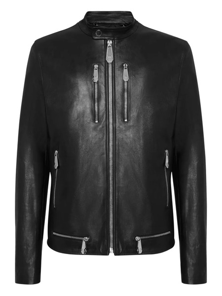  Philipp Plein Leather Zip-front Jacket - 02 Black 