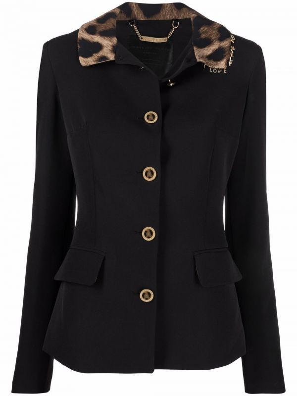  Philipp Plein Leopard Collar Cady Jacket - Black 