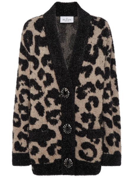  Philipp Plein Leopard-print Lurex Cardigan - Neutrals 