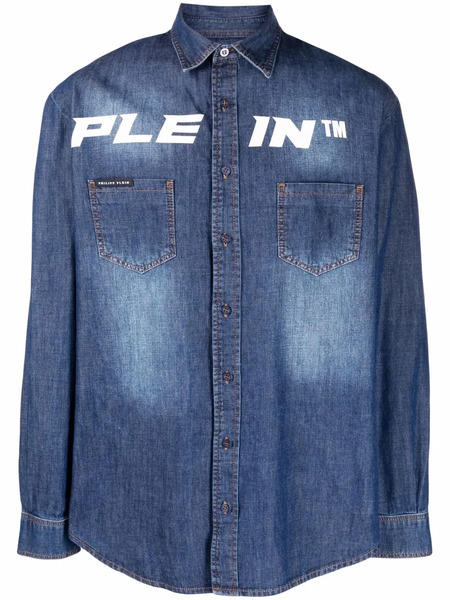  Philipp Plein Logo Denim Shirt - Blue 
