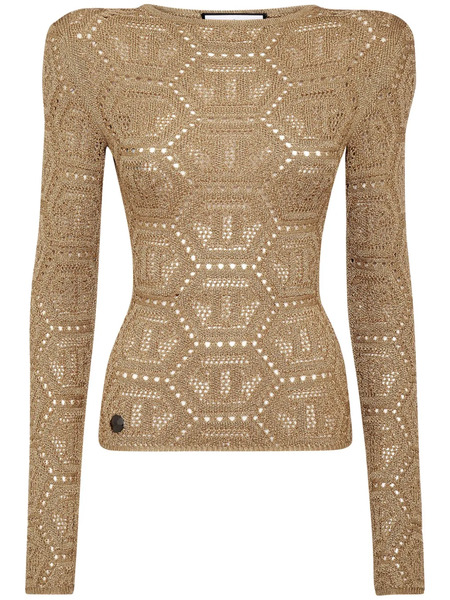  Philipp Plein Logo-embroidered Knitted Top - Gold 