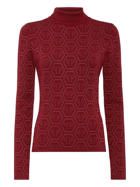  Philipp Plein Logo-pattern Turtleneck Sweater - Red 